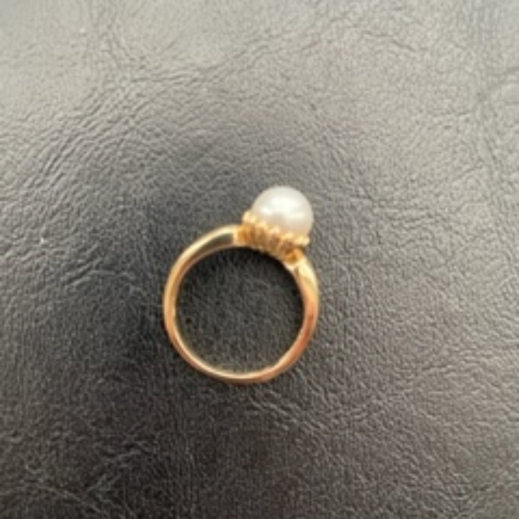 Vintage Skal 14k Yellow Gold Size 7 Ring With Pearl Center
